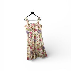 Jessica Floral Midi Dress in Pink and Green
